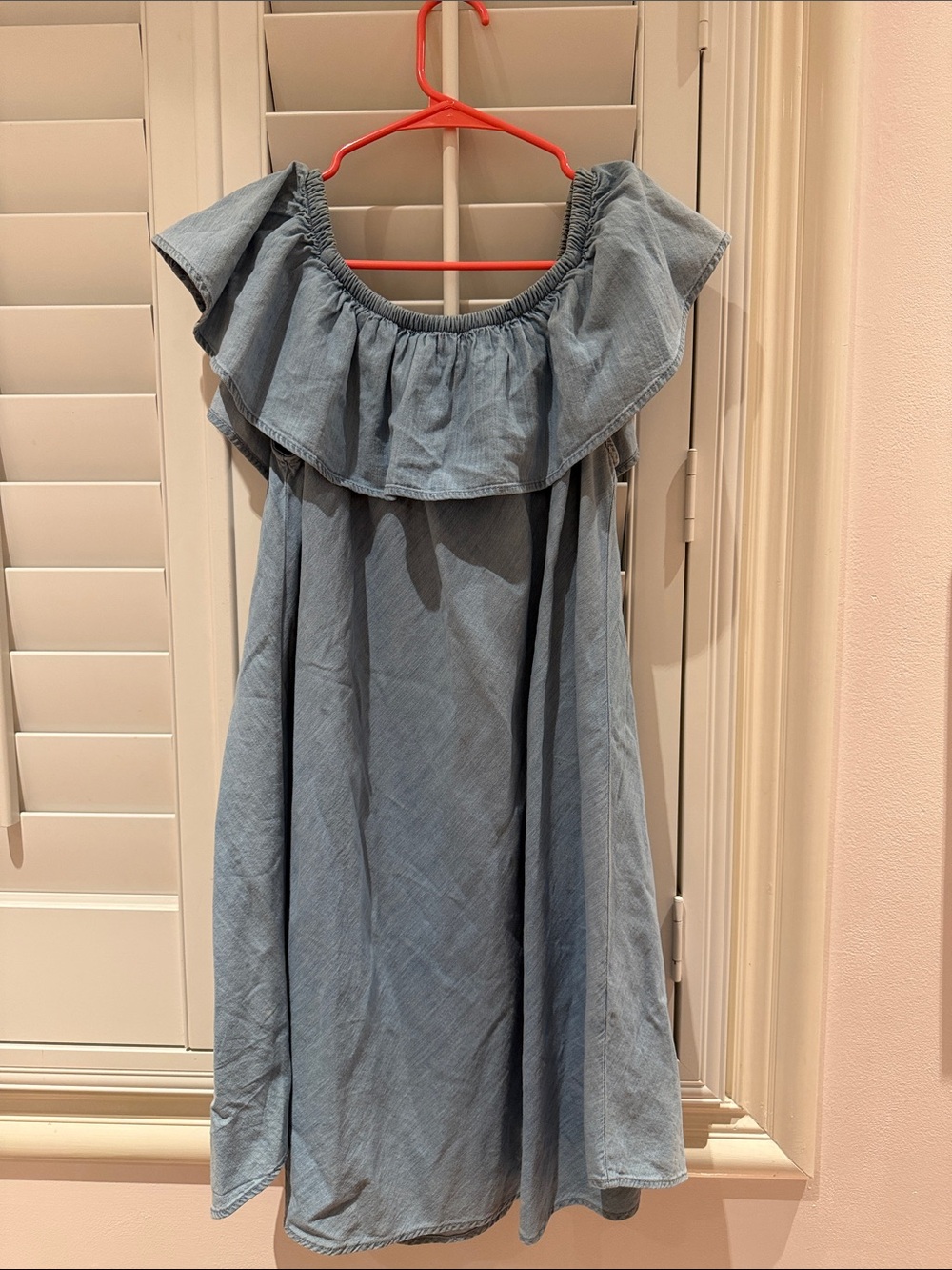 Express Light Blue Off-Shoulder Ruffle Casual Dress